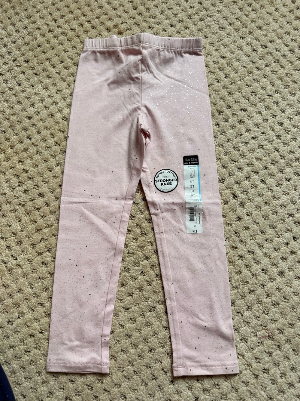 okie dokie Light Pink Sparkle Stretch Leggings